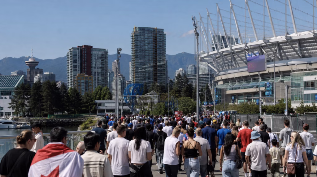 Soccer fans heading to a World Cup match in Vancouver